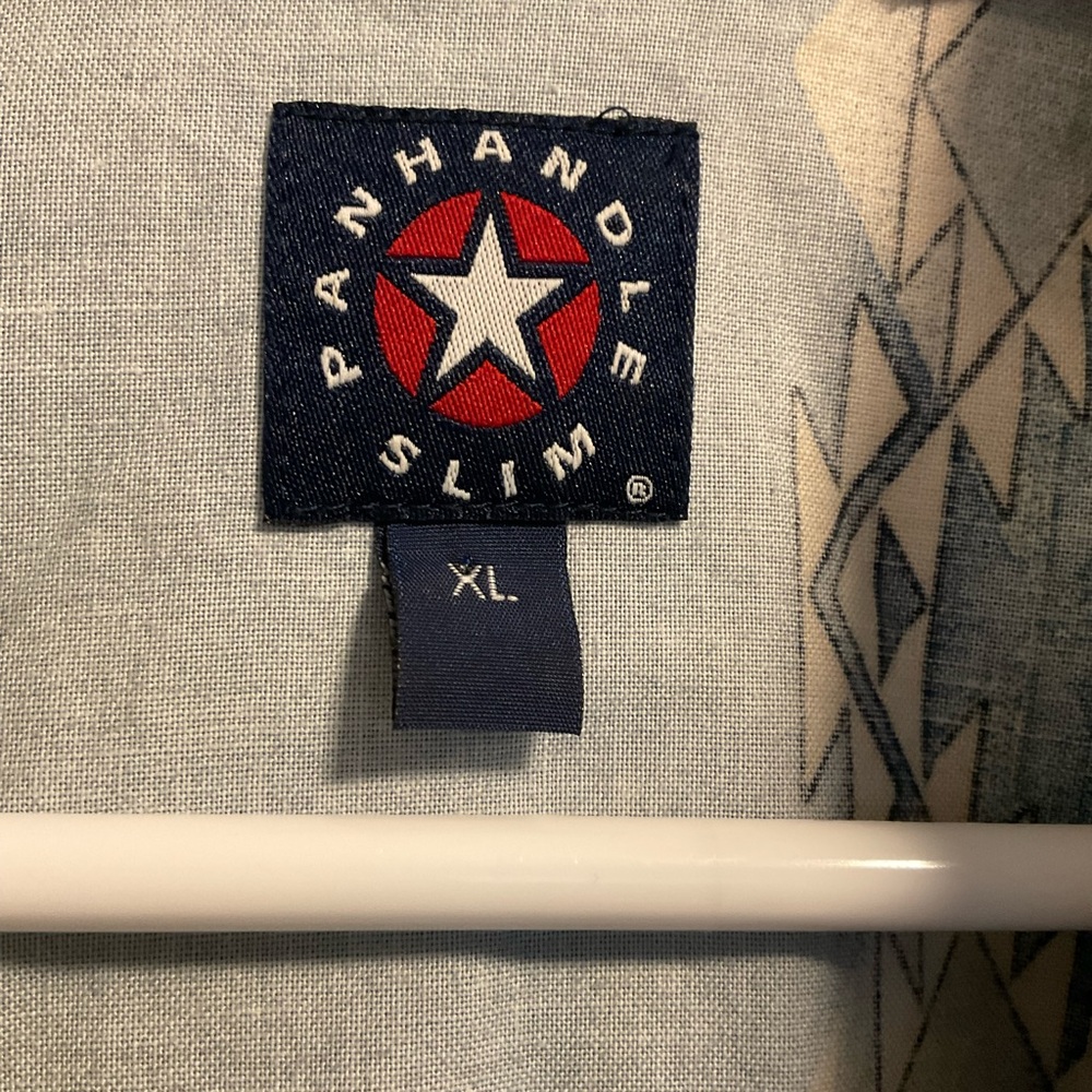 Panhandle Slim Mens Sz XL Aztec Print Pearl Snap Western Cowboy Blue Shirt - Picture 3 of 8